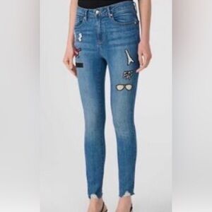 “SIZE 6” Karl Lagerfeld Blue Skinny Jeans with Patches